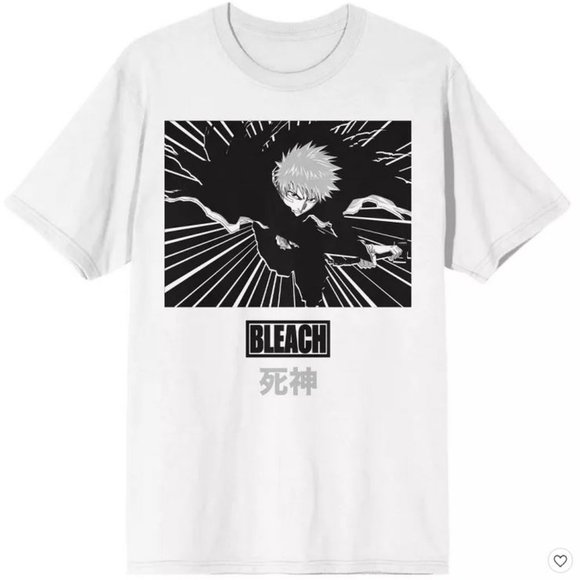 NEW Bleach Anime Cartoon Official Bootleg Character Men's White Graphic Tee - Picture 1 of 1